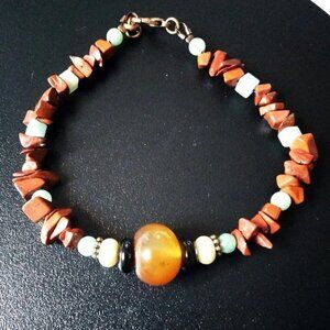 Gemstone Mix Bead Bracelet: Aventurine + Jasper + Agates Fall Color Jewelry!